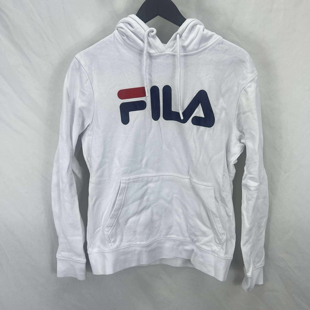 FILA Womens Graphic Hoodie Small White Cotton AT43 Excellent Condition!